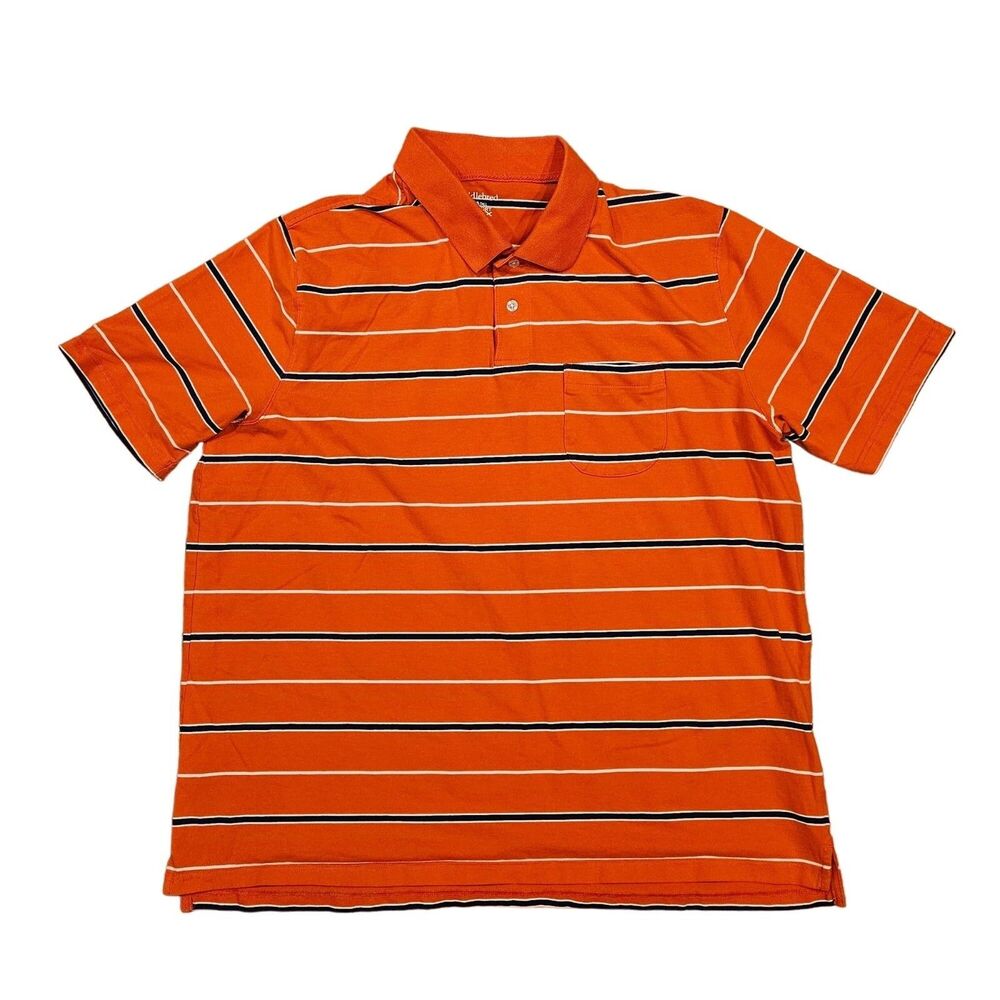Saddlebred Men's Comfort Flex Orange Striped Polo Shirt Size 2XLT Big & Tall